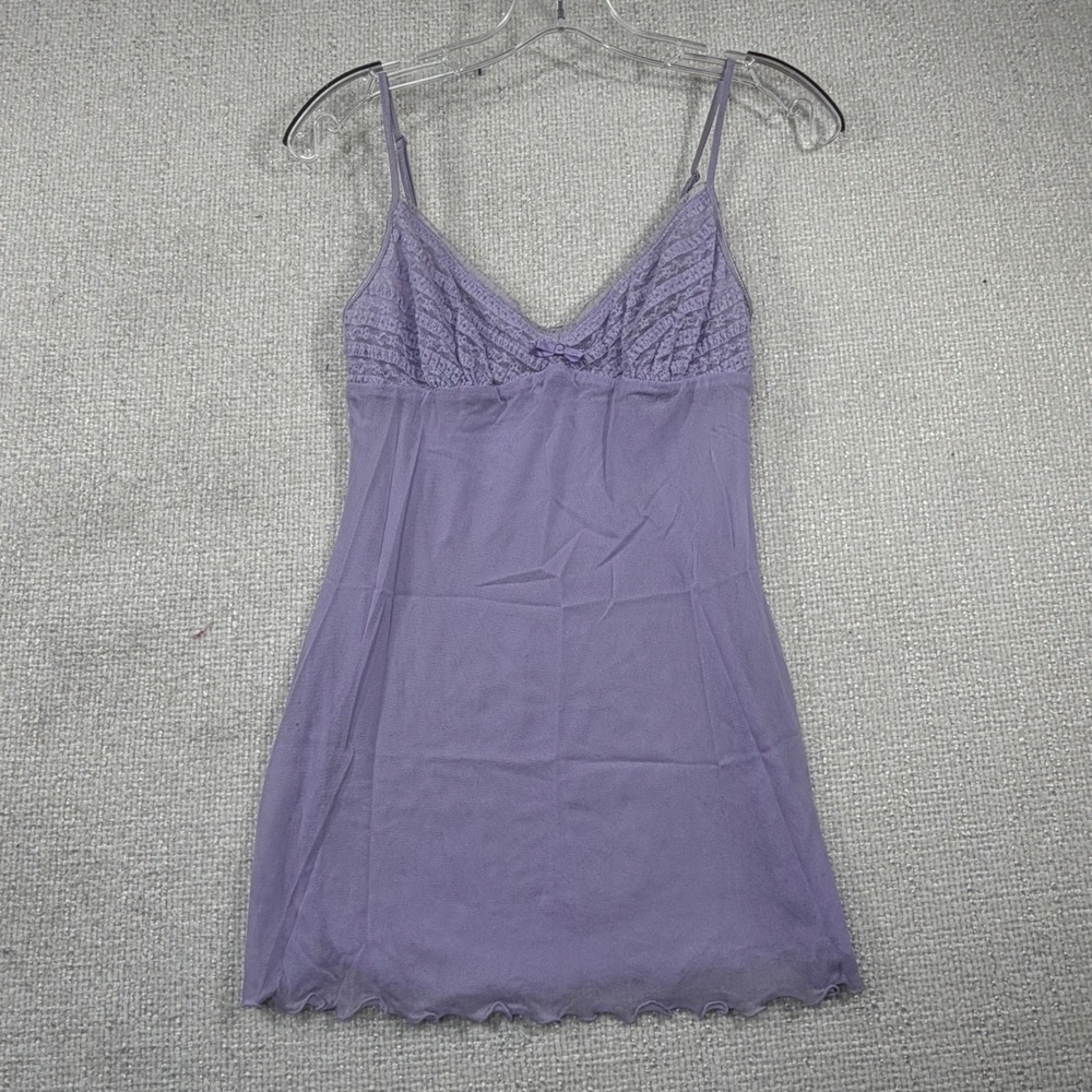 Victoria's Secret Purple Lace Mesh Chemise Slip Dress Medium Lavender Sleepwear
